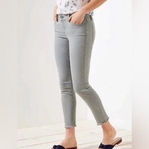 Loft skinny cropped fringe grey jeans